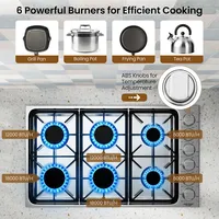 Inches Gas Cooktop Stainless Steel Built-in Stovetop With Sealed Burners