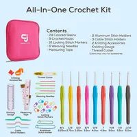 Crochet Kit W/crochet Hooks, Weaving Needles & 24 Acrylic Yarn Set, Crochet Starter Kit