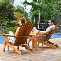 3pcs Patio Wooden Adirondack Chair Table Set Folding Seat Furniture Garden
