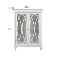 Teamson Home Floor Standing Wooden Bathroom Cabinet Shelves 2 Glass Doors White