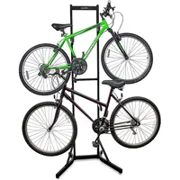 Bike Storage Rack, 2 Bicycle Garage Stand, Adjustable, Freestanding, Adjustable Hooks Universal
