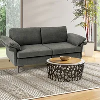 Modern Loveseat Fabric 2-seat Sofa Couch For Small Space W/ Metal Legs Bluerust Red
