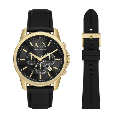 Men's Chronograph, Gold-tone Stainless Steel Watch Gift Set