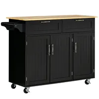 Rolling Kitchen Island Cart With Towel Rack