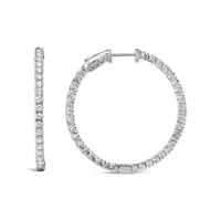 14k White Gold 1 3/4 Cttw Lab Grown Diamond Inside Out Hoop Earrings (g-h Color, Vs2-si1 Clarity)