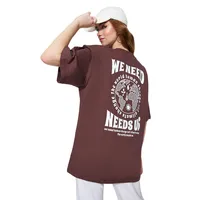 Women Oversize Basic Crew Neck Knit T-shirt