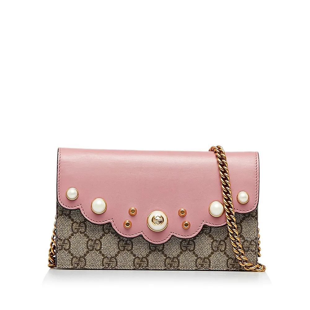 Prada Vitello Move Peonia Pink Leather Small Chain Wallet Crossbody Bag