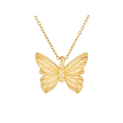 Butterfly Necklace In 10kt Yellow Gold