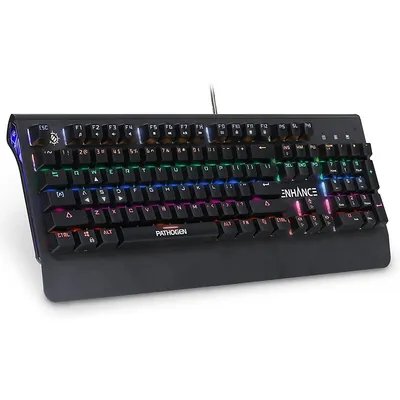 Pathogen 2 Blue Switch Mechanical Keyboard - Mechanical Gaming Keyboard With Fast 1ms Response Polling Rate, Integrated Wrist Rest