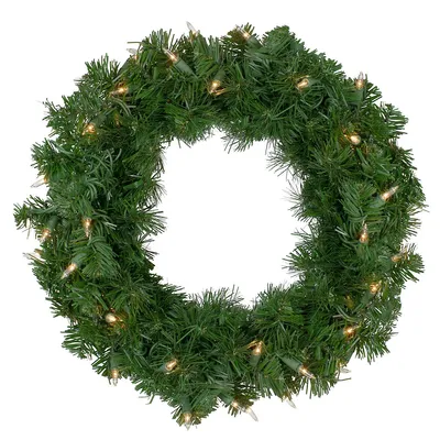 Deluxe Windsor Pine Artificial Christmas Wreath - 16-inch, Clear Lights