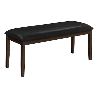 48” Rectangular Bench In Brown Solid Wood And Black Leather Look