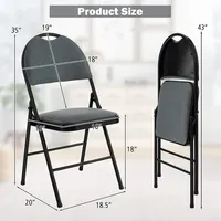2/4 Pack Folding Chairs Portable Padded Office Kitchen Dining Grey