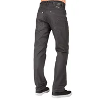 Men's Relaxed Straight Leg Coated Black Premium Denim Jeans Zipper Pocket