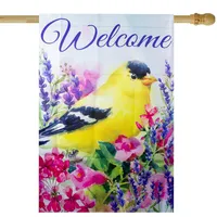 Welcome Yellow Finch Spring Outdoor House Flag 28" X 40"