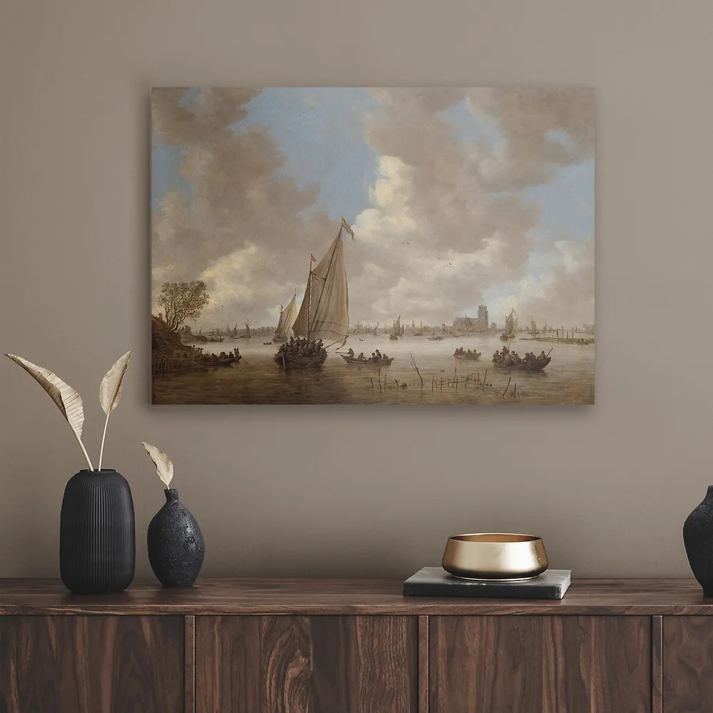 Ships At Bay Oil Painting Seascape Canvas Wall Art