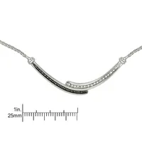 Sterling Silver 18" Black & White Diamond Silver Necklace