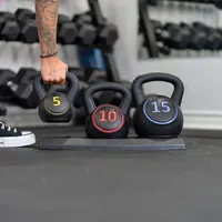Kettlebell Weights With Rack - Set Of 3 Hdpe Free Weight, 5lb 10lb And 15lb