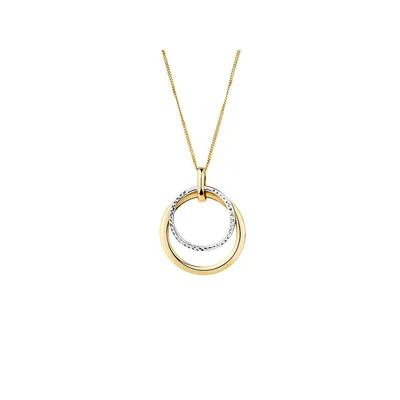 Double Circle Pendant In 10kt Yellow & White Gold