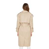 Women Regular Fit Double Breasted Lapel Collar Woven Trench Coat