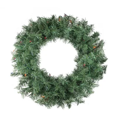 24" Pre-lit Minetoba Pine Artificial Christmas Wreath - Multi Lights
