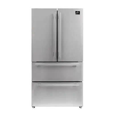 Moena 36-inch Freestanding French Door Refrigerator in Stainless Steel, 19.2 Cu.ft Total Capacity, Counter Depth, Ice Maker And Touch Control - FFRBI1820-36SB