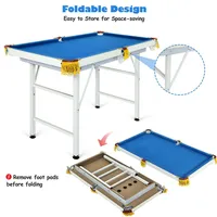 47'' Folding Billiard Table Pool Game Table For Kids W/ Cues & Chalk & Brush