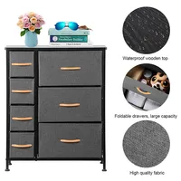 7 Fabric Drawers Dresser Organizer Large Storage Bedroom Nightstand W/ Metal Frame