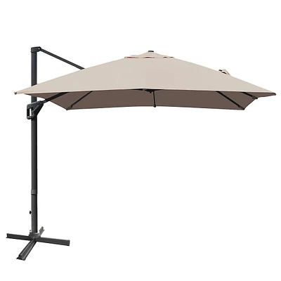 10'x13' Patio Offset Cantilever Umbrella Aluminum 360° Rotation Tilt Winebeigecoffeenavyorangegreyturquoise