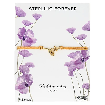 Sterling Silver Birth Flower Bolo Bracelet-february