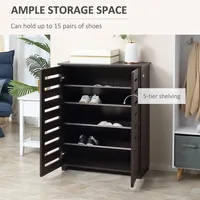 Shoe Storage Cabinet W/ Slatted Doors For 15 Pairs Of Shoes
