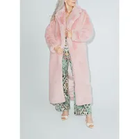 Pink Long Faux Fur Teddy Coat