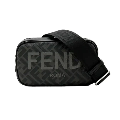 Roma Black Zucca Canvas Mini Camera Crossbody Bag