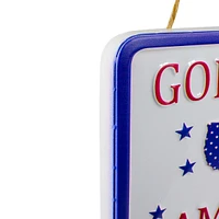 8.75" Metal Patriotic "god Bless America" Sign With Stars Wall Decor