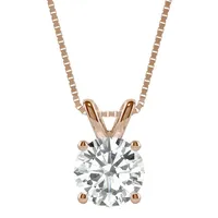 14k Rose Gold & Round-cut 1.9 Ct. T.w. Created Moissanite Solitaire Pendant Necklace