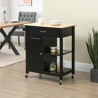 Rolling Kitchen Cart With Wood Top And Drawer
