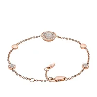 Women's Halo Rose Gold-tone Station Bracelet