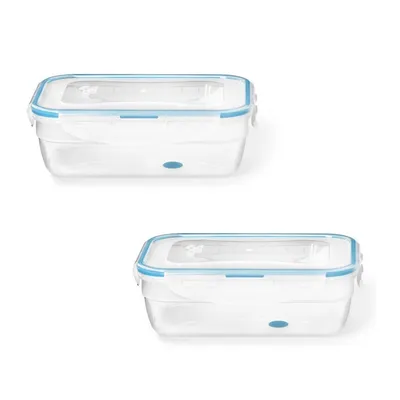 Set Of 2 Easymatch Plastic Containers, Airtight And Leakproof, 1.2 Liter Capacity