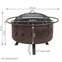 Cosmic Fire Pit With Cooking Grill & Spark Screen - 30-inch