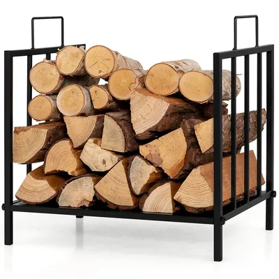 18"firewood Rack Decorative Steel Firewood Storage Log Holder W/ Handle