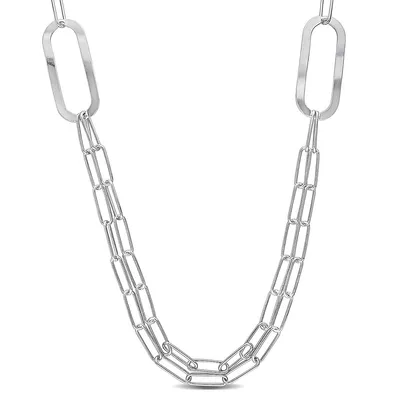 Paperclip Chain Necklace In Sterling Silver, 37 In