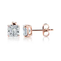 Princess Cut Stud Earrings With Carats* Of Signature simulant diamonds 10 Karat Gold