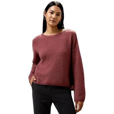 Relaxed Fit Drop-shoulder Silk Cashmere Blend Sweatshirt For Women