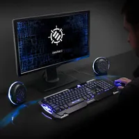 Sl2 Usb Gaming Speakers For Pc With Led Blue Light, 3.5mm Wired Connection And In-line Volume Control