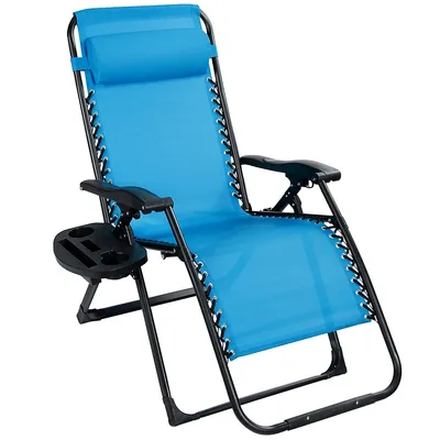 Oversize Lounge Chair Patio Heavy Duty Folding Recliner Gray