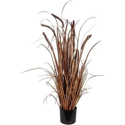 40" Potted Brown Artificial Onion Grass Plant