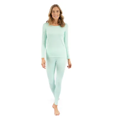 Womens Two Piece Classic Solid Thermal Pajamas