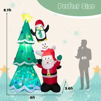 8.7ft Inflatable Christmas Tree With Santa Claus & Snowman & Penguin Blow-up Xmas Decoration W/multicolor Disco Light