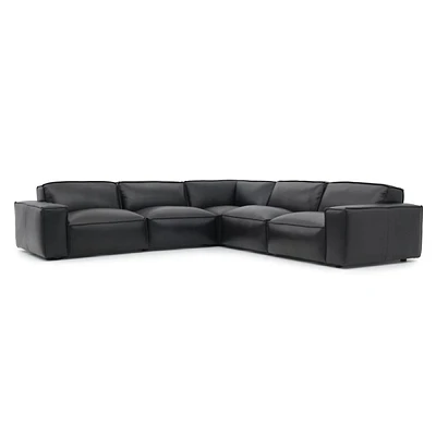 Nathan Full Aniline Leather Modular Sofa With High Density Foam And Feather Down
