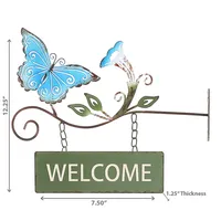 Hanging Metal Butterfly Welcome Sign