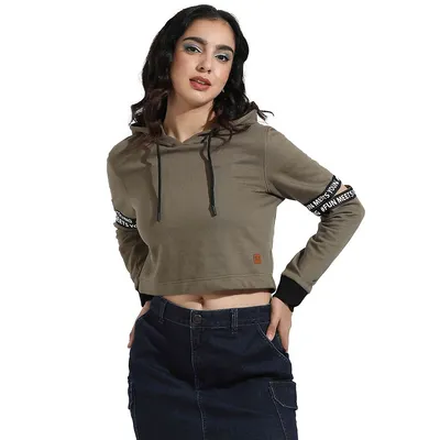 Women's Pullover Hoodie With Cut-out Sleeves
